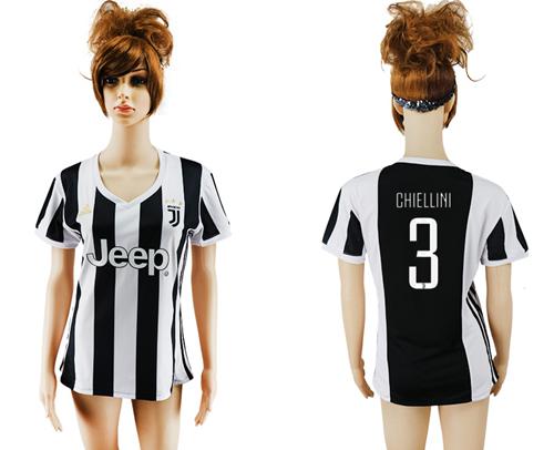 Women's Juventus #3 Chiellini Home Soccer Club Jersey
